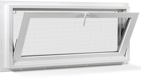 COLORPAPA Vinyl Hopper Basement Window, 32 x 14 Sliding Bathroom Window with Double Pane Insulated Tempered Glass and Fiberglass Mesh Screen Window for Basement Bathroom Home RV Garage (White)