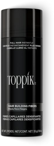 Toppik Hair Building Fibers, Black, 55g Fill In Fine or Thinning Hair, Instantly Thicker, Fuller Looking, 9 Shades for Men & Women, Keratin Protein Formula