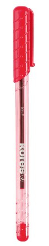 Kores - K1: Rote Kugelschreiber, 0,7 mm Fine Point Biro mit wischfester Tinte für flüssiges Schreiben, dreieckige ergonomische Form, Schul- und Bürobedarf, 12er-Pack