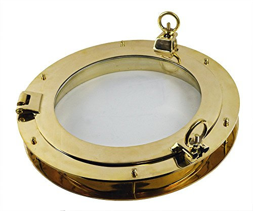 20” Solid Brass Heavy Porthole Window with 2 Deep Flange - Functioning