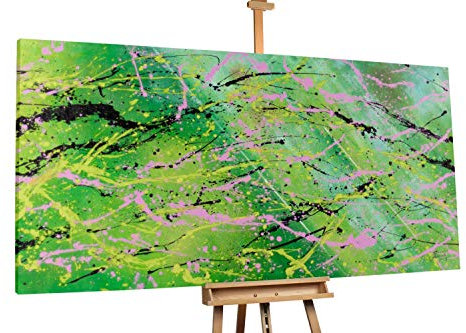 KunstLoft® XXL Gemälde 'Einfach loslassen' 200x100cm | original handgemalte Bilder | Abstrakt Grün & Gelb | Leinwand-Bild Acrylgemälde einteilig groß | Modernes Kunst Acrylbild