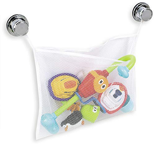 Tatkraft Teddy, Filet de Bain pour Jouets de Bébé pour la Salle de Bain, 2 Ventouses pour Installer, Poche de Rangement sans Perçage, Sac Accessoires de Bain, 41 sur 30 cm, Lavable Facilement