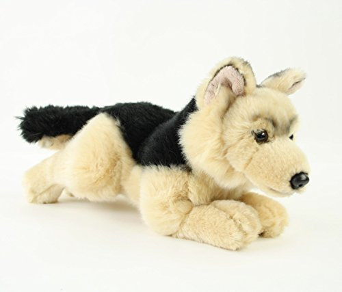 Kuscheltier Schäferhund liegend schwarz/braun 38 cm Plüschhund Uni-Toys