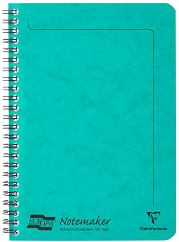 Clairefontaine 4853Z A Notemakers Europa Spiral Notebook Green - A5 14,8x21 cm - 120 Detachable Ruled Pages - White Paper 90 g - Glossy Card Cover