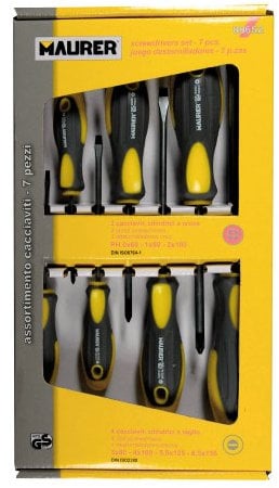 Maurer 89652 Cacciavite Assortite, 7 Pezzi, Nero/Giallo