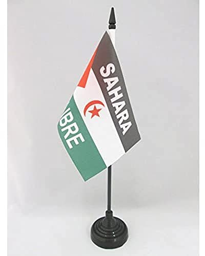AZ FLAG Bandera de Mesa de Sahara Occidental Libre 15x10cm - BANDERINA de DESPACHO SAHARAUI Frente POLISARIO 10 x 15 cm