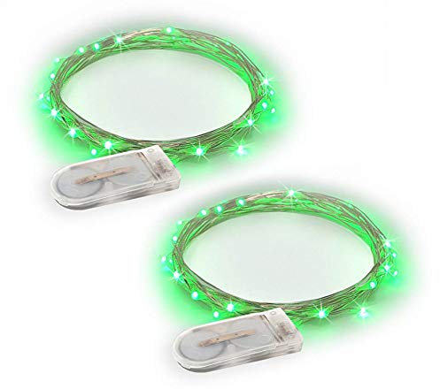 ERGEOB 2 stück 20 LED/ 2 Meter Knopfbatterie Lichterketten super helle Farben Micro LED Ultra Thin String Silberdracht Lichterketten
