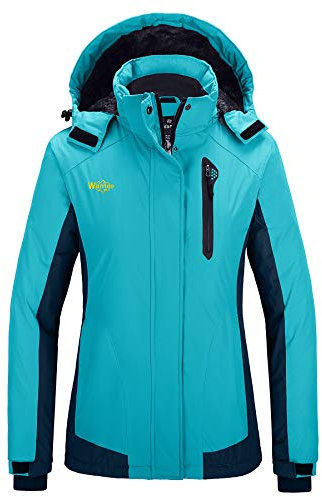 Wantdo Femme Veste de Montagne Outdoor coupe-vent avec Capuche Extérieur Manteau d'hiver Chaud Amovible Veste Imperméable Veste Randonnée pour Voyage Bleu M