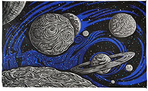 Sunshine Joy 3D-Wandteppich, leuchtet im Dunkeln, galaktischer Weltraum, Planeten-Psych, Kunst, Wandbehang, riesig, 152,4 x 228,6 cm