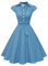 Wedtrend Damen 50er Vintage Retro Rockabilly Swing Kleid Kurzer Ärmel Cocktailkleider WTP10007BlueWhiteDotM