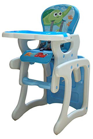 KUANDARYJ Multifunktional Baby Hochstuhl - Babystuhl mit Liegefunktion Tisch mit abnehmbarem Tablett, höhenverstellbar und klappbar, Blue
