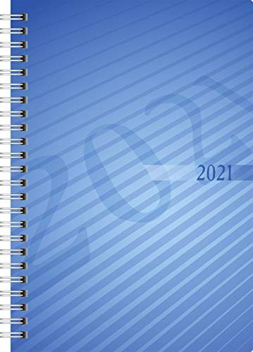 rido/idé 7021102301 Buchkalender futura 2, 2 Seiten = 1 Woche, 148 x 208 mm, PP-Einband blau, Kalendarium 2021, Wire-O-Bindung