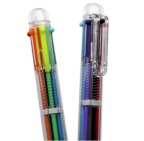 BYFRI Kunststoff 6 in 1 Multi-farbigen Kugelschreiber Push-typ- Für Briefpapier-Schule Office Tools 2st
