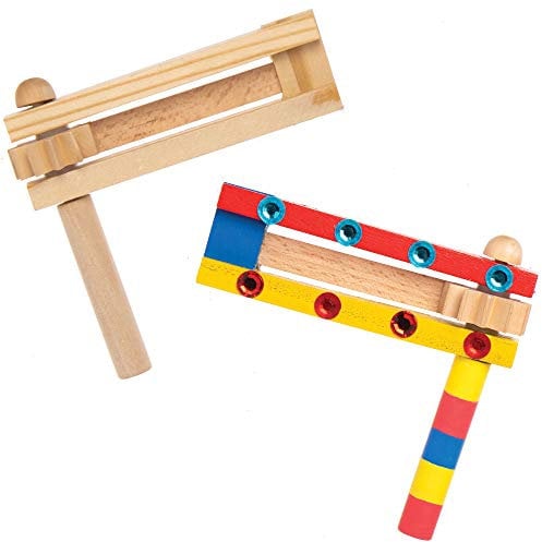 Baker Ross AT848 Wooden Football Rattles - Pack of 2, For Kids Arts and Crafts Projects