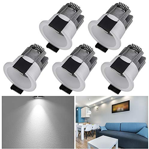 Klein LED Einbaustrahler 3W 230V Hohe Qualität Deckeneinbaustrahler Rund Mini LED Spot COB Downlights Deckenspots 6000K 100lm für Weinschrank/Küche/Wohnzimmer/Gang