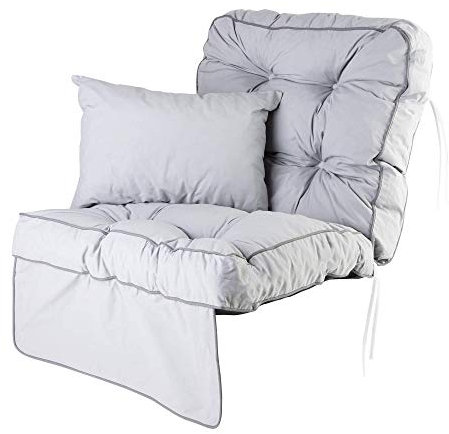 Alfresia Swing Seat Cushion - Replacement Garden Swing Seat Cushion, Classic Style, Matching Scatter Cushion Included, Tightly Packed Crumble Foam, Use Swing Seat (Grey)