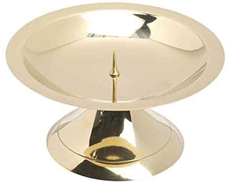 NKlaus Scheibenleuchter Ø11cm Messing Gold Kerzenleuchter poliert Altarleuchter mit Dorn 10718