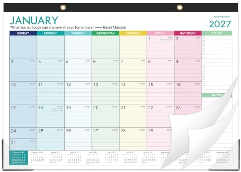 Tischkalender 2023 – Tischkalender 2023, 12 monatliche Schreibtisch-/Wandkalender, 5,1 x 116,8 x 30,5 cm, Januar 2023 – Dezember 2023, dickes Papier mit Eckenschutz, große linierte Blöcke, bunte