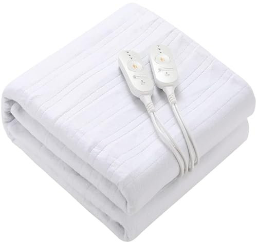 Electric Blanket Heated Underblanket Double 150X160cm, 3 Heat Settings Bed Warmer with Timer Overheat Protection Machine Washable Warm Polyester for Home Use