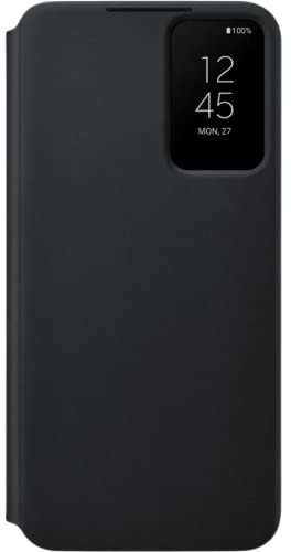 Samsung Clear View Smartphone Cover EF-ZS906 für Galaxy S22+, Flip Cover, Handy-Hülle, extra-dünn, stoßfest, Schutz Case, Schwarz