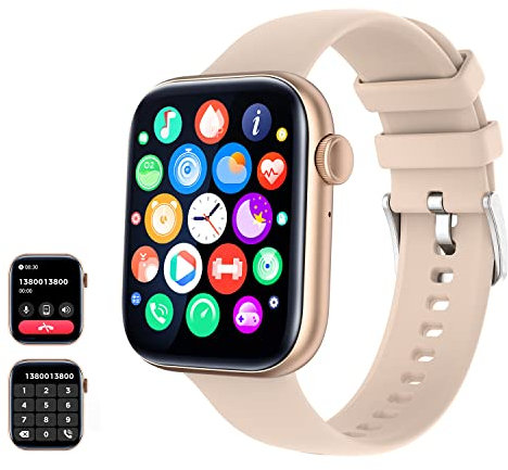 Smartwatch Damen Herren mit Telefonfunktion Anrufe tätigen und entgegennehmen, fitnessuhr Tracker mit Schlafmonitor Pulsuhr 120+ Sportmodi Sportuhr Fitness Armbanduhr für Android ios