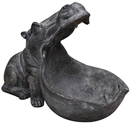 Gfghhuxj Big Mouth Aufbewahrungsbox, Harz Nilpferd Figur Schlüsselaufbewahrungshalter Desktop Candy Dish Organizer für Dekoration Schmuckaufbewahrung-Iron Color