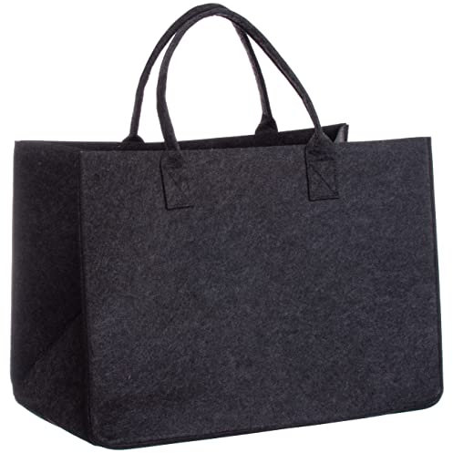 Brandsseller XXL Filztasche ca. 35 x 50 x 27 cm | Freizeittasche aus Filz | Strandtasche |Praktische Shoppingbag | Einkaufstasche mit Henkel | Dunkelgrau