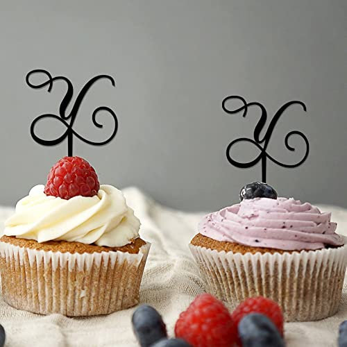 Monogramm Buchstabe Y Cupcake Toppers Initiale Einzelbuchstabe Name Für Hochzeitstag Party Dekorationen Lustiges Geweih Pfeil Blume Rose Wählen Buchstaben Design Farbe Hochzeit Geschenke 6PCS