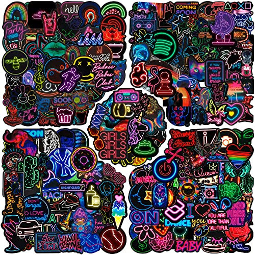 GamesMonkey® – 220-teiliges Neon-Cartoon-Aufkleber-Set – Vinyl, wasserdichte Aufkleber für Handyhüllen, MacBook, Laptop, PC, Wasserflasche, Snowboard, Gepäck, Gitarre, Auto, Motorrad, Helm