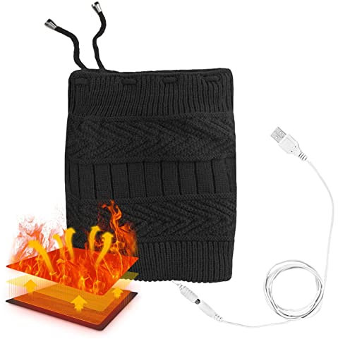 Bexdug Elektrisch beheizter Hut,USB wiederaufladbare 2 in 1 beheizte Beanie Mütze Schal | Warmer Schal, Strickmütze, beheizbarer Mützenschal mit 2 Verwendungsmöglichkeiten zum Skifahren, Radfahren