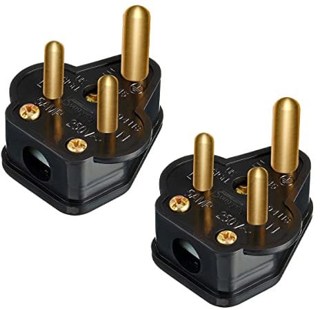 2 Pack 5 Amp Round Pin Plugs 3 Pin 5A Plug Round Pin Plugs Adaptor Household Lamp Plug Lighting Plugs for Home Lights, Lamp(Black)