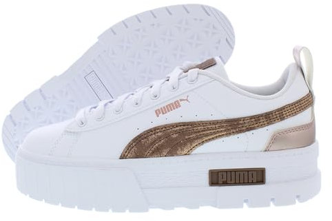 PUMA Zapatillas Mayze Glam para mujer, Blanco-clavo oscuro, 41 EU