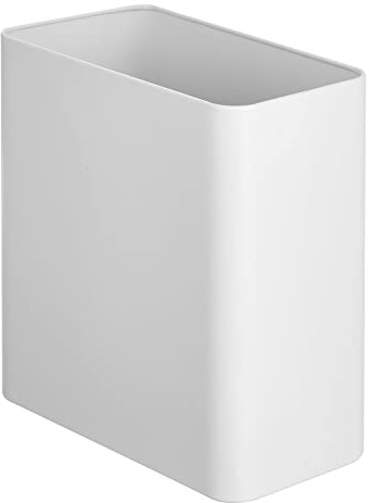 mDesign Abfalleimer aus Edelstahl, schmal, rechteckig, modern, 7,6 l, Weiß