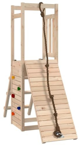 vidaXL Spielturm, Klettergerüst mit Kletterwand, Kinder Kletterturm, Spiel-Zubehör für Garten, Holz Spielplatz Spielhaus, Massivholz Kiefer