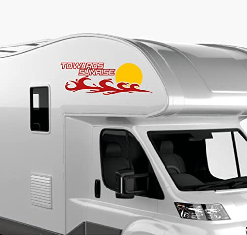 DualColorStampe Adesivi per Camper Compatibili con Adria Arca Bürstner Carthago Chausson Elnagh Mclouis Caravan Motorhome roulotte SOLE COD.0325 (Rosso)