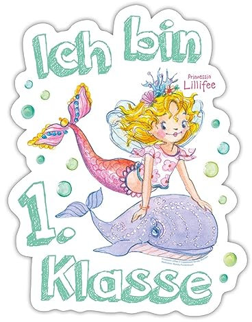 Spreadshirt Prinzessin Lillifee Ich bin 1. Klasse Meerjungfrau Sticker, max. 10x10 cm, 10 x 10 cm, Mattweiß