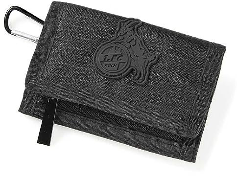 1. FC Köln Geldbörse - All Black - Geldbeutel mit Karabiner schwarz Portmonee - Plus Lesezeichen I Love Köln