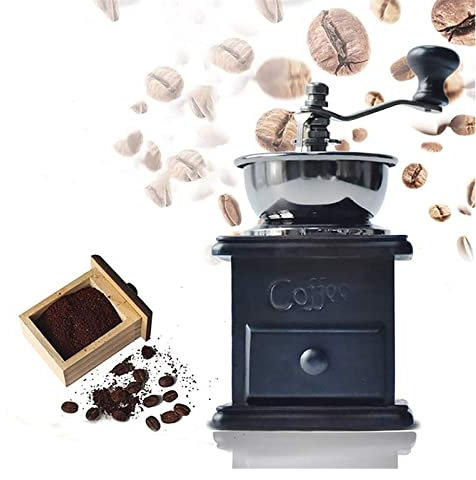 Macinacaffè Macinacaffè, Macinacaffè manuale Macinacaffè a manovella in legno stile vintage con impostazioni di macinatura e cassetto di raccolta o uso domestico e viaggi