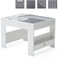 Hooga Kids Activity Table - Wooden Storage Table for Toddler with 4PCs City Street Baseplates - Construction Play Table with Storage, Bookshelf and Blackboard - 66.5x54x48cm