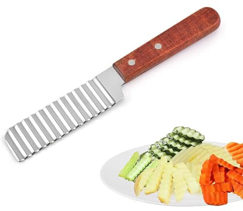 YuanYouTong Potato Chipper Chip Cutter, Crinkle Cutter Knife, Stainless Steel Wavy Blade Vegetable Slicer, Crinkle Chip Cutter for Potatoes Veggies French Fries Fruit Salad