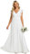 Ever-Pretty Robe de Soirée Dos Nu pour Femme Manches Volantées Mousseline Col V Plissé Robe de Demoiselle d'honneur Longue Élégante Blanc 40