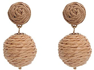Ohrringe Kleine Creolen Damen Boho Handmade Rattan Ohrringe Geometrische Bast Ohrringe für Frauen Mädchen Sommer Strand Schmuck Ohrringe Aus Fairem (A, One Size)