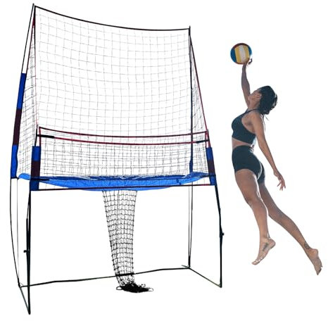 Whemyreat 212 x 155 x 270 cm Volleyball-Trainingsnetz,Höhenverstellbar Volley Ball Netz,Selbstbedienungs-Abholung von Volleybällen mit Netzkorb,Volleyball ballfangnetz zum aufstellen für das Training