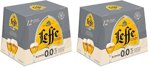 Leffe Blonde 0% Bière sans alcool Pack 12 Bouteilles 25 cl (Lot de 2)