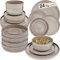 SÄNGER Kairo Clay | Tafelservice 24 teilig, Steingut Geschirr Set 6 Personen, 6x Speiseteller 6x Dessertteller 6x Pastaschalen 6x Schalen Geschirrset & Schale Grau, Teller Set | VALUE COLLECTION