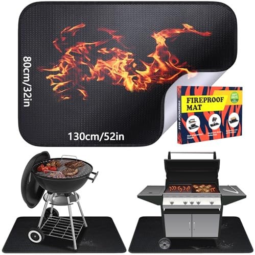 Tappetini per barbecue - Tappetini antiaderenti per barbecue all'aperto, 130x80 cm Tappetini di protezione dall'erba, tappeti per caminetti da giardino, caminetti da interno