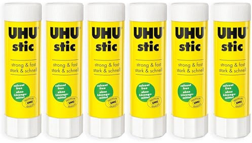 UHU Stic Colla Stick - Senza Solventi - Applicazione Trasparente - 21 g - 6 Pezzi