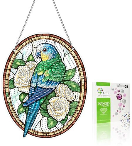 VAIIEYO 5D DIY Diamond Painting Anhänger Vogel,Tier Diamant Painting Bilder Malerei Kits mit Kett, Diamant Home Wand Decor Gemälde Diamond Dekoration, Veranda Fenster Wandbehang A21