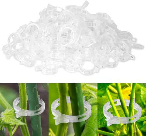 ABOHU 100 Pcs Plant Support Clips, Reusable Vine Grape Tomato Plant Support, Flower Stem Garden Clips for Climbing Plants, Fixing Tomatoes, Cucumbers, Healthier Vegetable Growth
