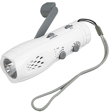 NOAA Notfall -Taschenlampe mit Wetterradio, AM FM Wetteralarm Solar Handkurbel Überlebensradios, 1200 MAh Kleines LED -Radio für Camping -Wandern, Leselampe, SOS Alarm (White)